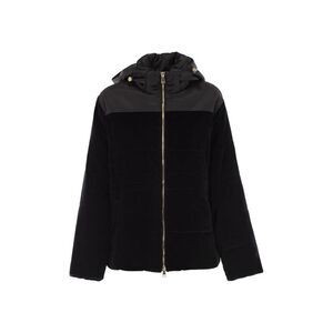 FABIANA FILIPPI Padded Velour Hooded Jacket Women BLACK Coats & Jackets